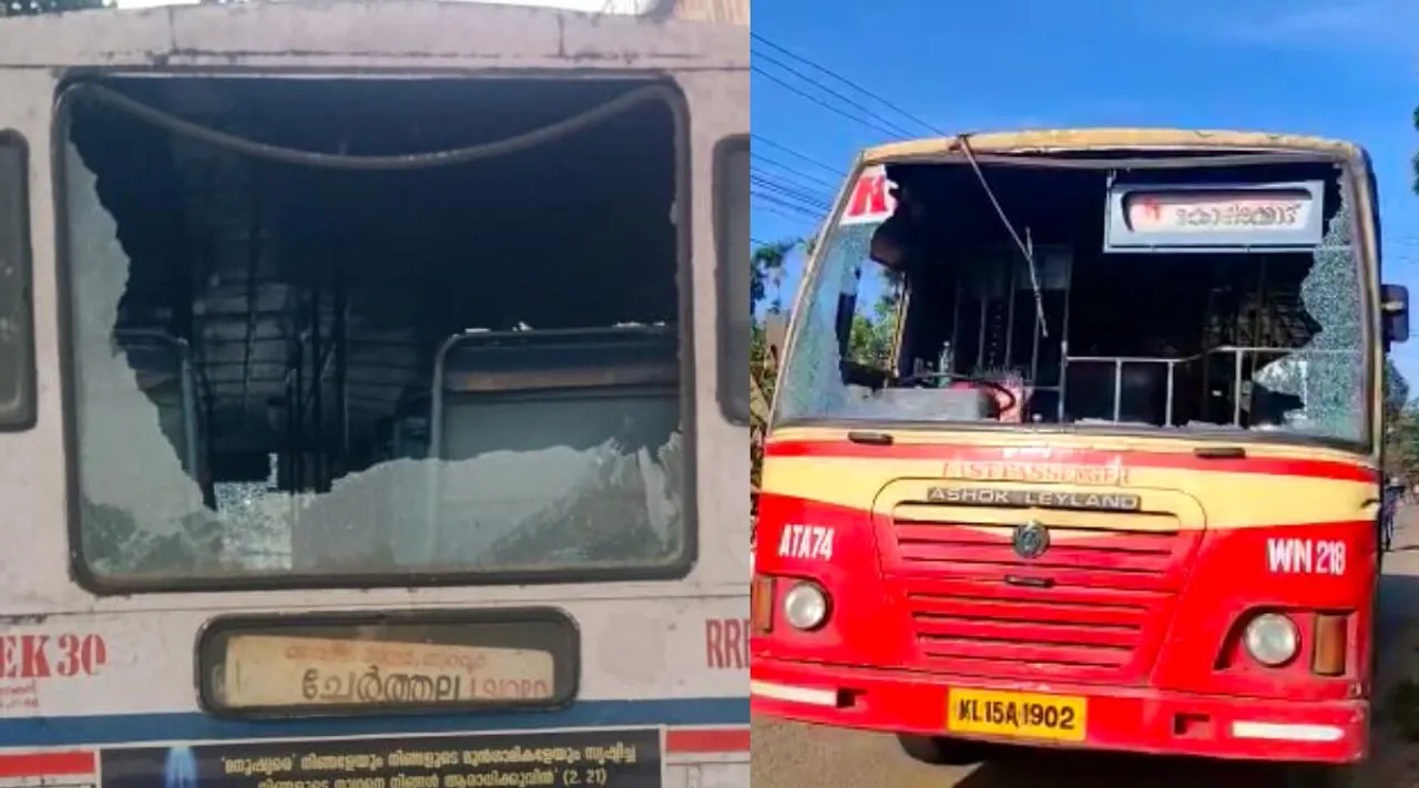Palakkad: Govt buses vandalized; Drivers wearing helmets video goes viral