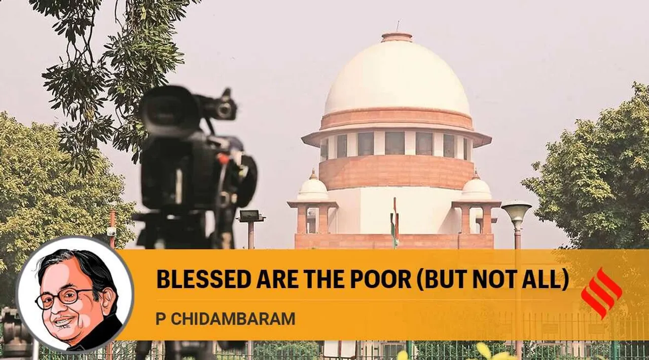 EWS, EWS quota, Judgement of EWS quota, reservation on the basis of economics condition, EWS quota rulings, ப சிதம்பரம், இடஒதுக்கீடு தீர்ப்பு, உச்ச நீதிமன்றம், பொருளாதார இட ஒதுக்கீடு, Supreme court EWS judgement, Indian express P Chidambaram columns, Economically Weaker Sections, social justice, caste reservation