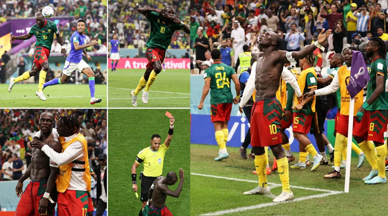 Watch video: Cameron's historic goal-scorer Aboubakar red card vs Brazil Tamil News