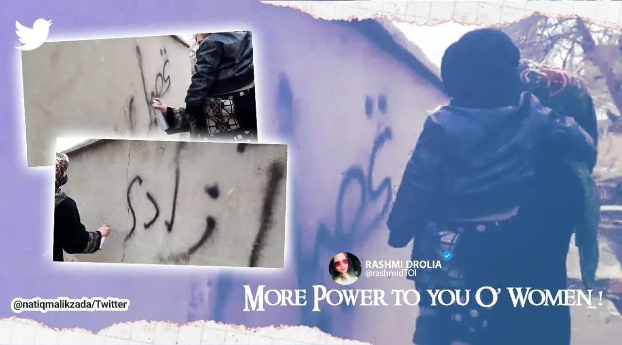 Afghan woman uses graffiti to voice her protest against Taliban