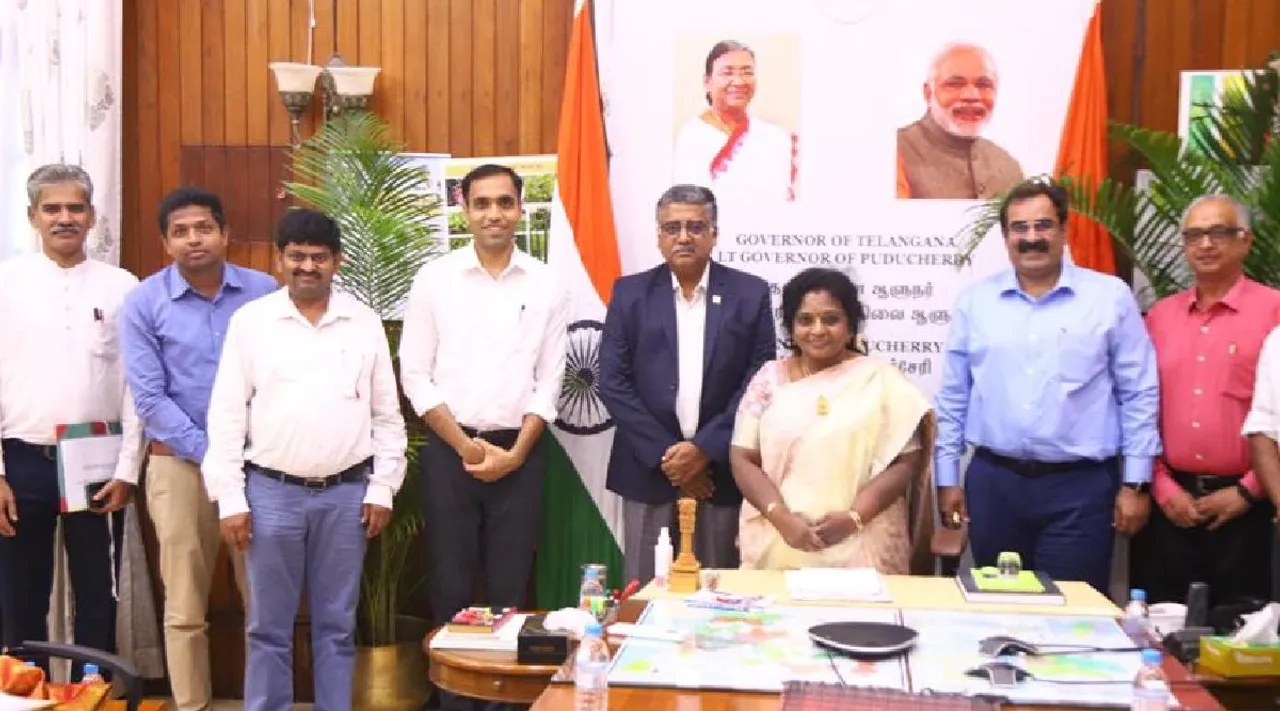 Puducherry: Bharat Petroleum officials with Governor Tamilisai