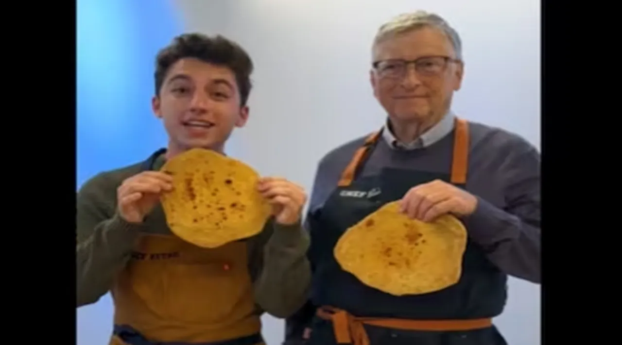 Bill Gates prepares Indian roti at home