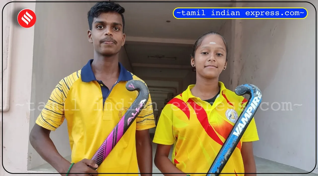 Hockey, HUTN Junior men captain Srinivasan and women player kanimozhi interview in tamil
