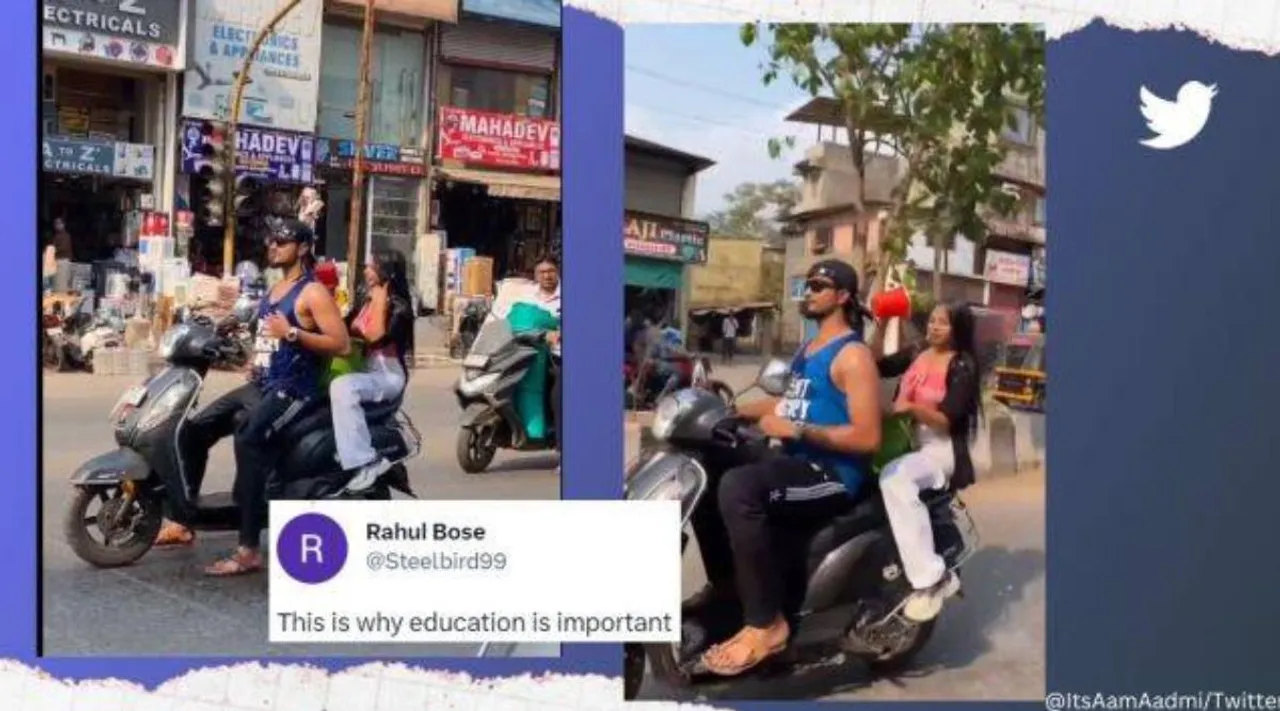 Man and woman ‘bathe’ while riding scooter in Maharashtra’s Ulhasnagar, couple bath while riding scooty, Thane City Police, Twitter, viral, trending