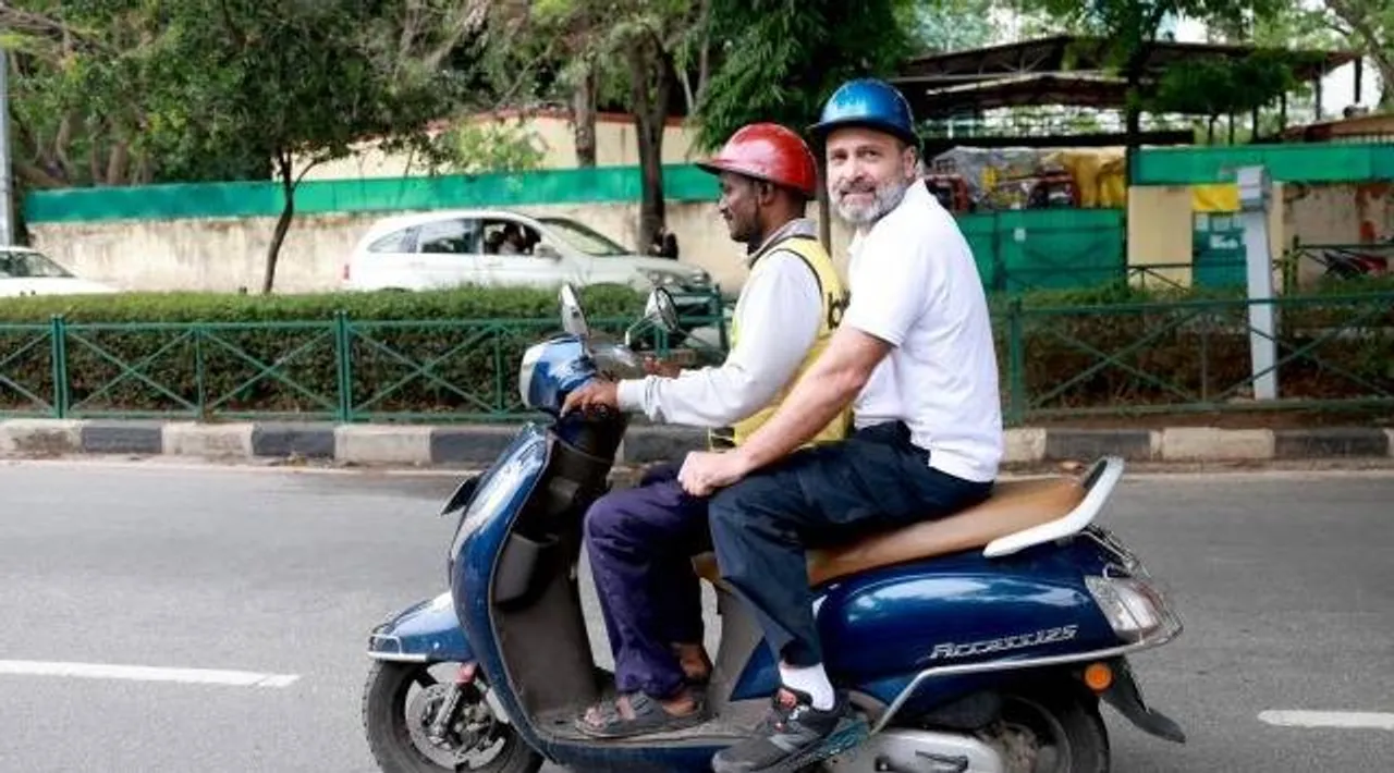 Watch Rahul Gandhi rides pillion with delivery agent shares masala dosa with gig workers