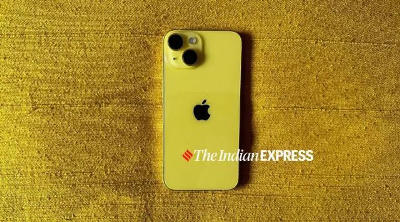 iPhone 14 in yellow colour (Image credit: Nandagopal Rajan/Indian Express)