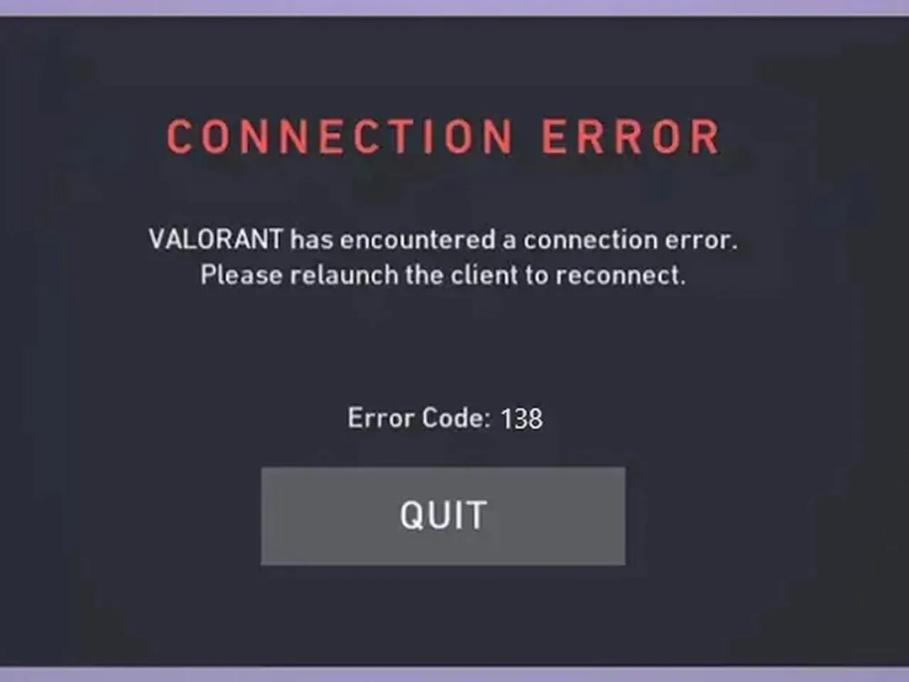 Valorant Error Code 138