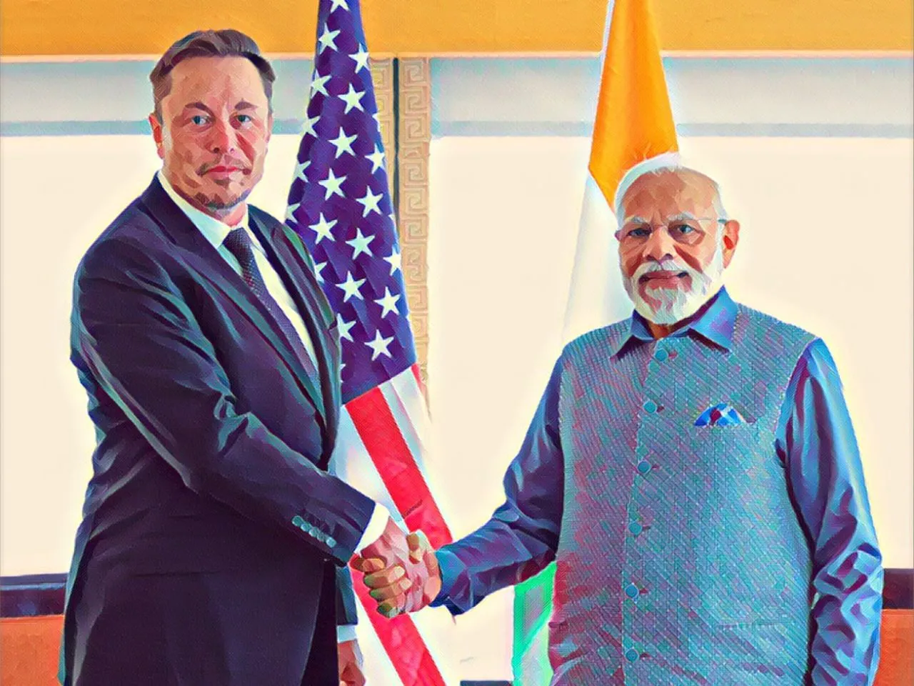 Elon Musk with Modi 