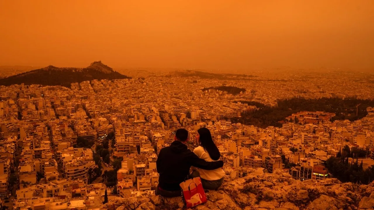 Athens Skies Turn Orange as Saharan Sand Clouds Blanket City