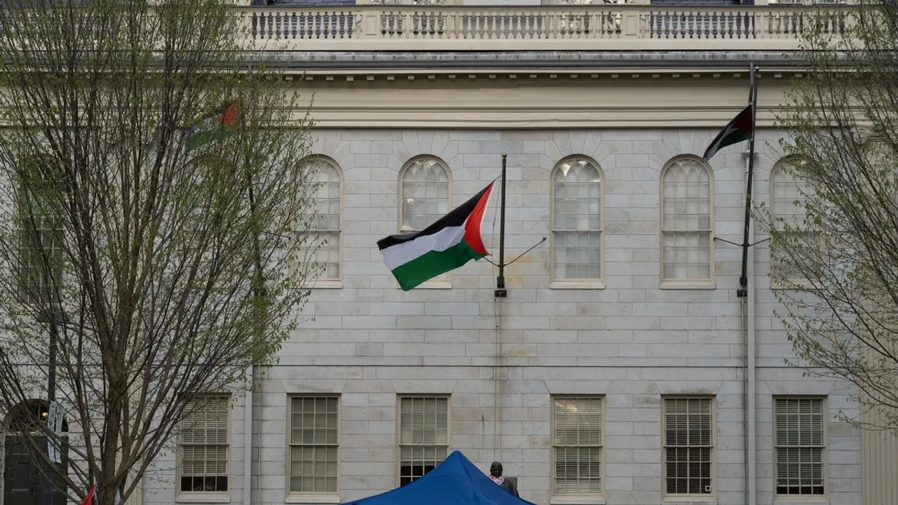 Palestinian Flag Raised Over Harvard Statue Amid Anti-Israel Protests