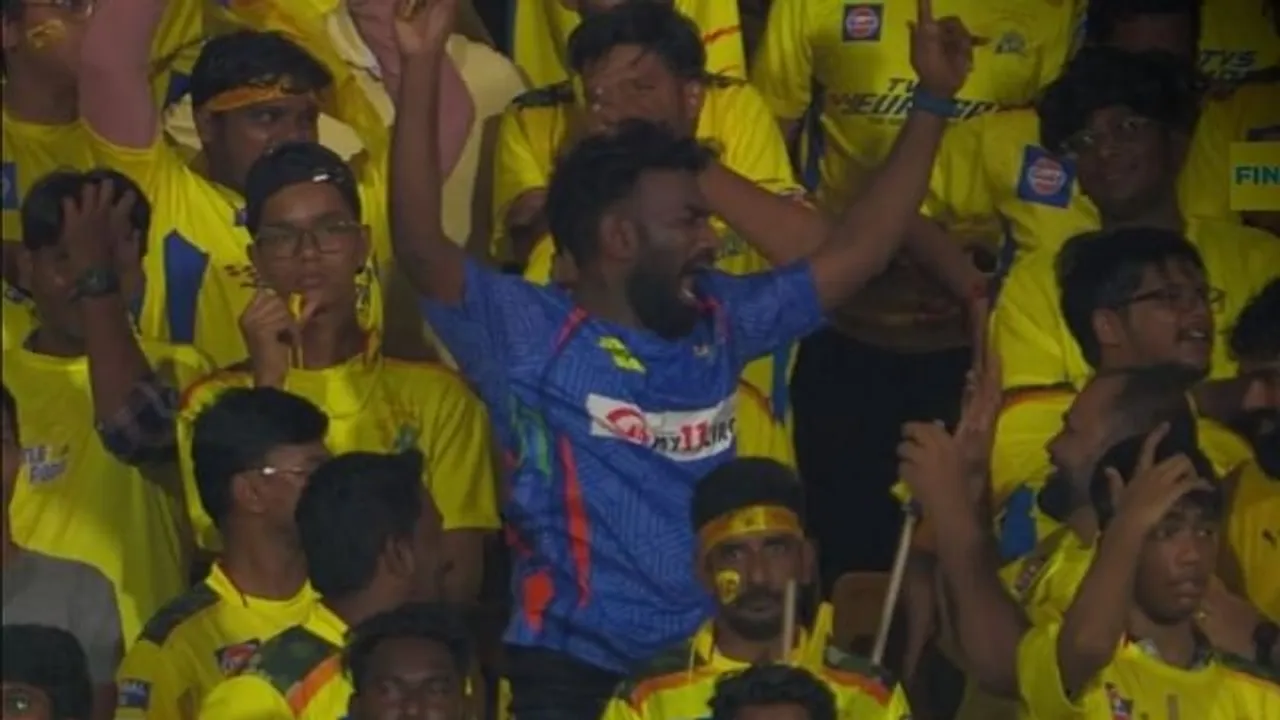 Lone Lucknow Super Giants Fan Celebrates Amidst Sea of Chennai Super Kings Supporters
