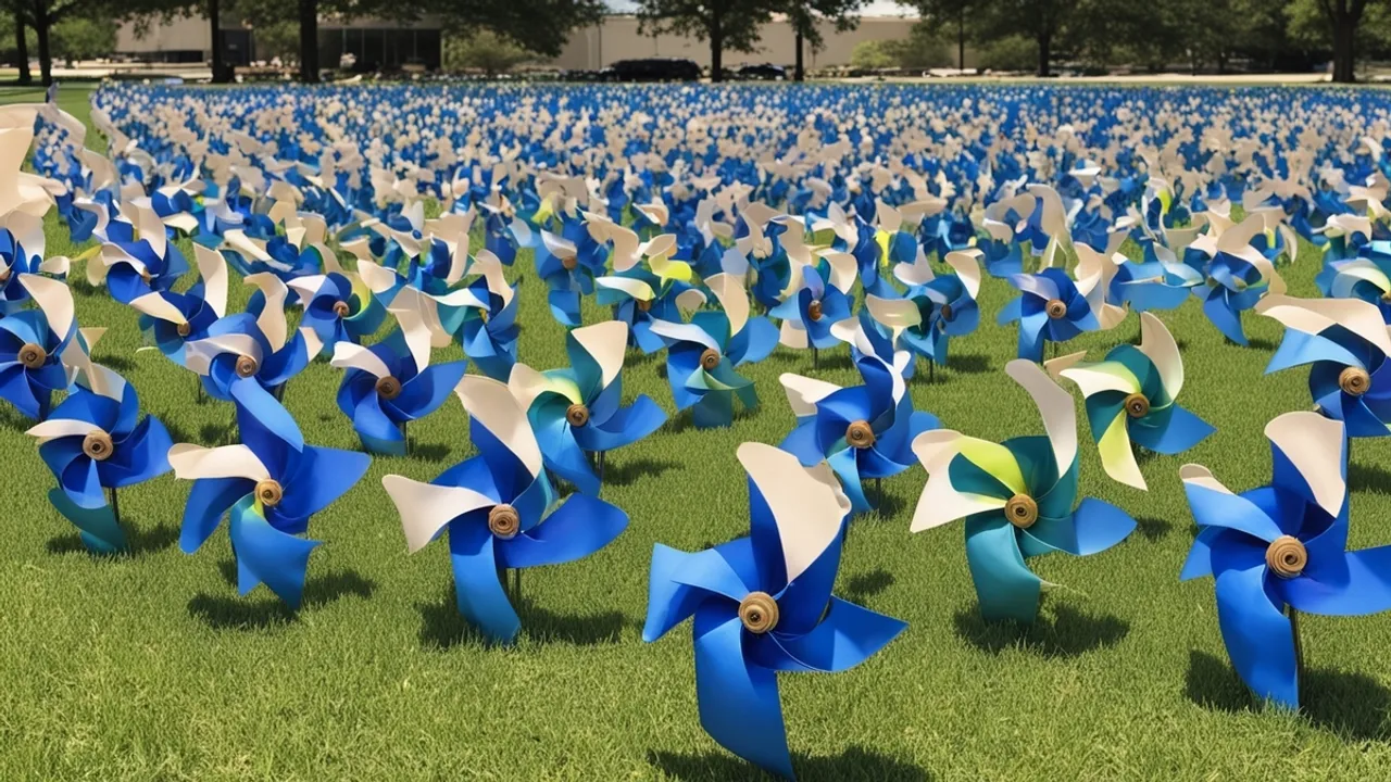 Shreveport Police Decorate Lawn with Pinwheels to Support Child Abuse Victims