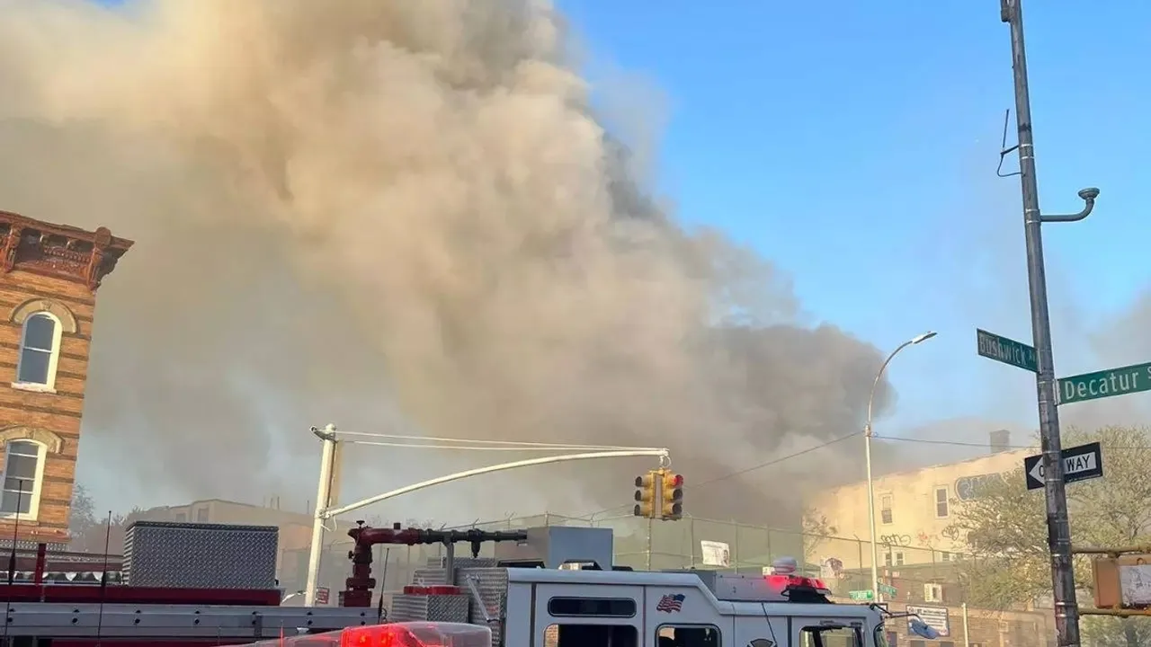 Massive 5-Alarm Fire Engulfs Buildings  in Brooklyn, Firefighters Battle Blaze