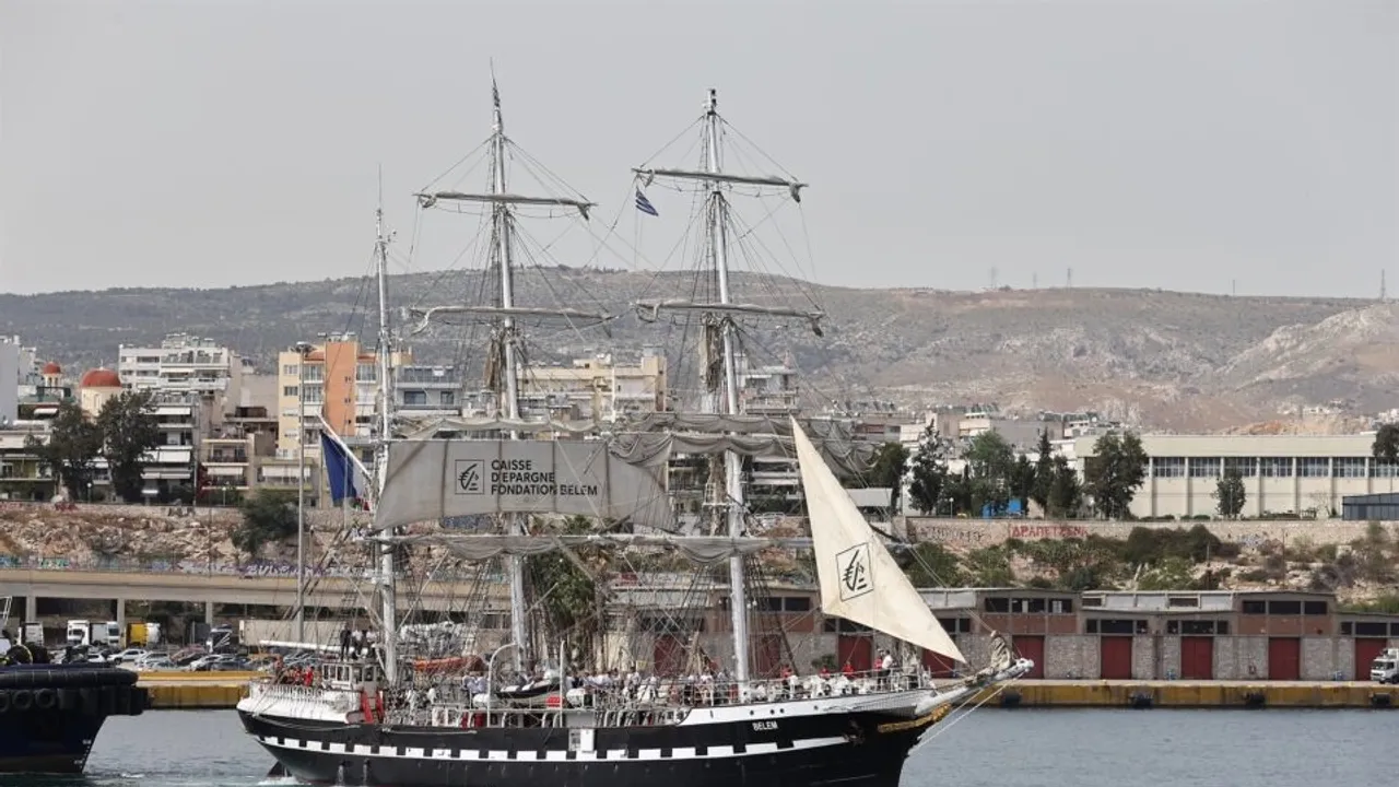 French Sailing Ship Belem Arrives in Athens to Transport Olympic Flame for Paris 2024