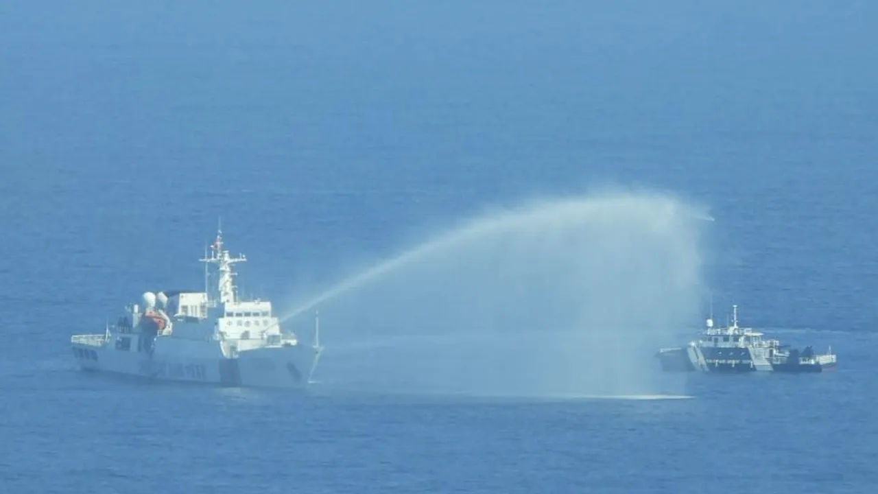 Chinese Coast Guard Uses Water Cannon Against Philippine Vessels in South China Sea 