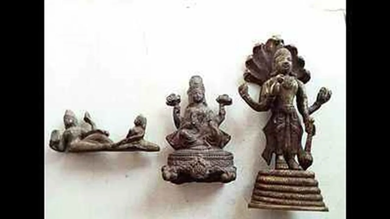 Ancient Bronze Statues of Vishnu and Lakshmi Unearthed in Tamil Nadu