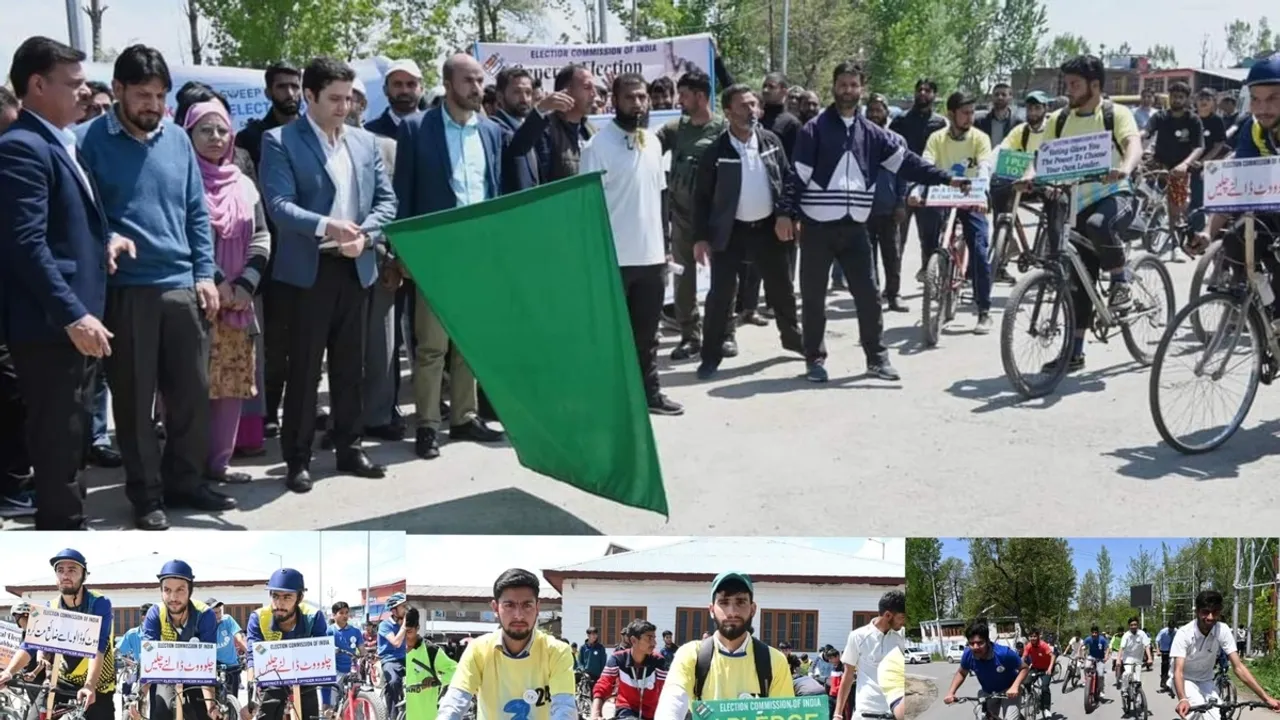 District Election Office Kulgam Organizes Cycle Rally to Promote Voter Awareness Among Students and First-Time Voters