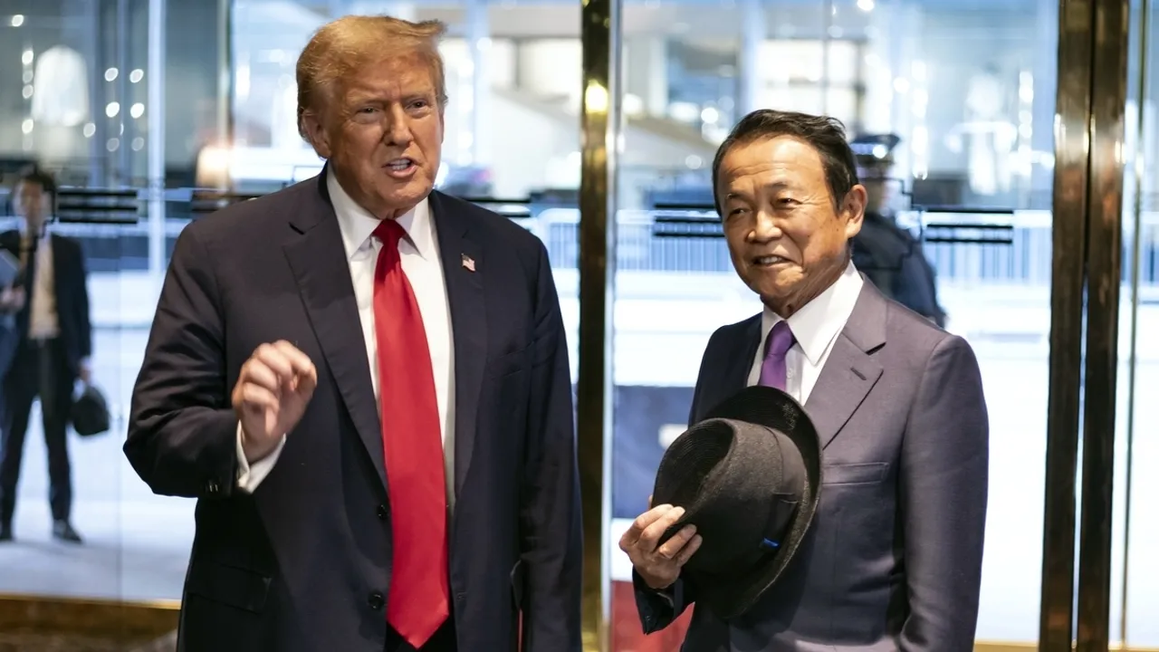 Taro Aso, Senior Japanese Politician, Meets with Donald Trump in New York