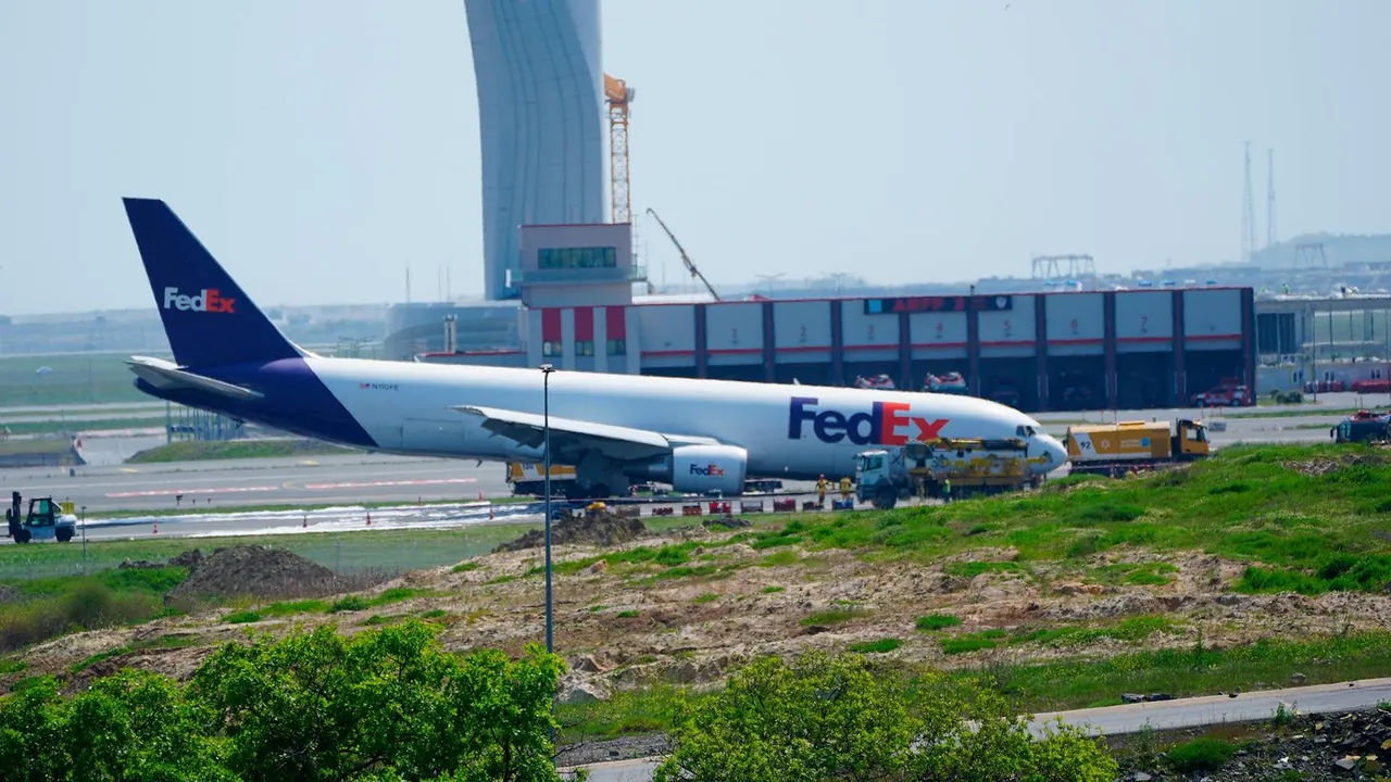 A FedEx Boeing 767 cargo plane, flying from Paris, executed an emergency landing at Istanbul Airport without its front landing gear deployed. 