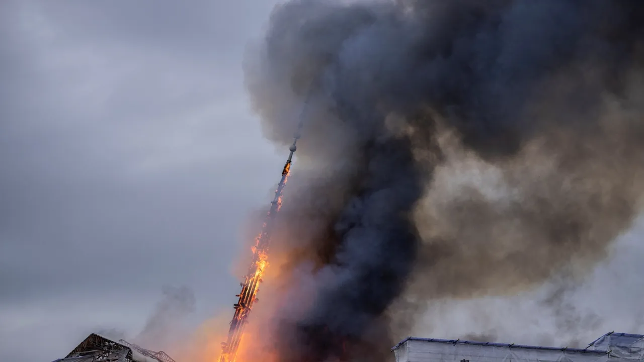 Iconic Copenhagen Stock Exchange Spire Collapses in Fire