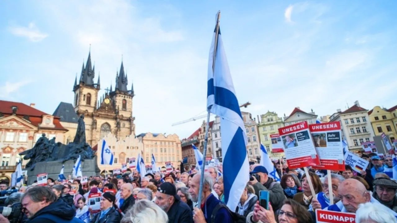 Hundreds March in Prague to Protest Anti-Semitism and Support Israel Amid Iranian Attacks