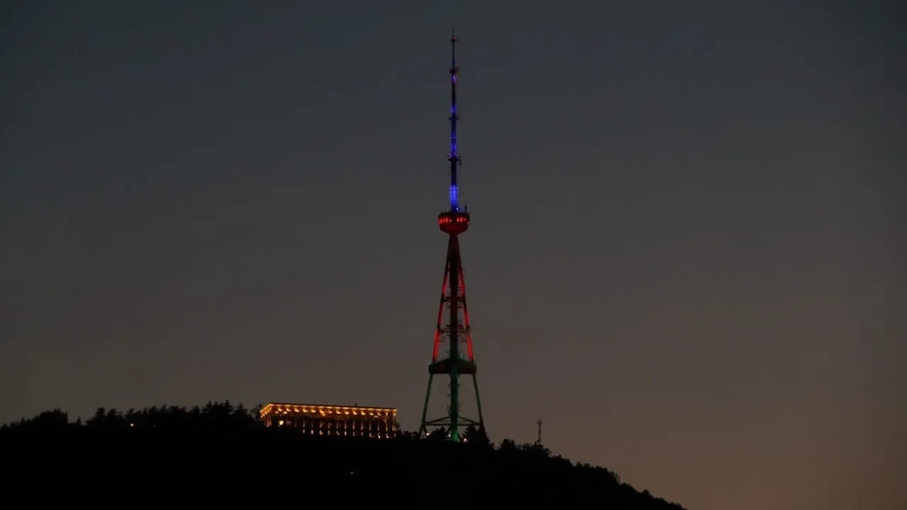 Tbilisi Illuminates TV Tower and Peace Bridge in Azerbaijani Colors for Independence Day