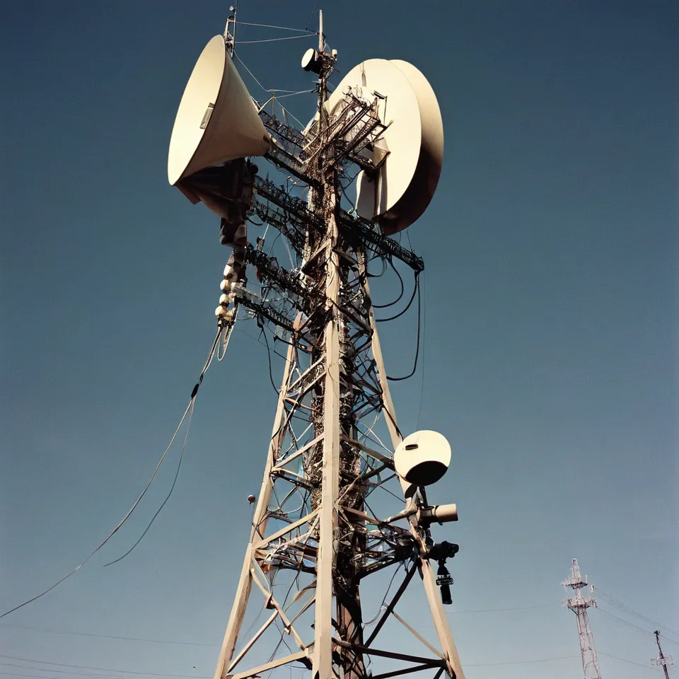 A tall tower with two antennas on top, standing prominently against the sky.