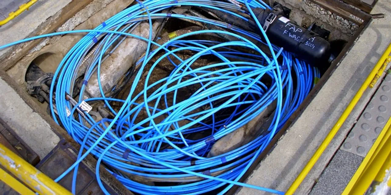 Fibre optic cable in a Telstra pit