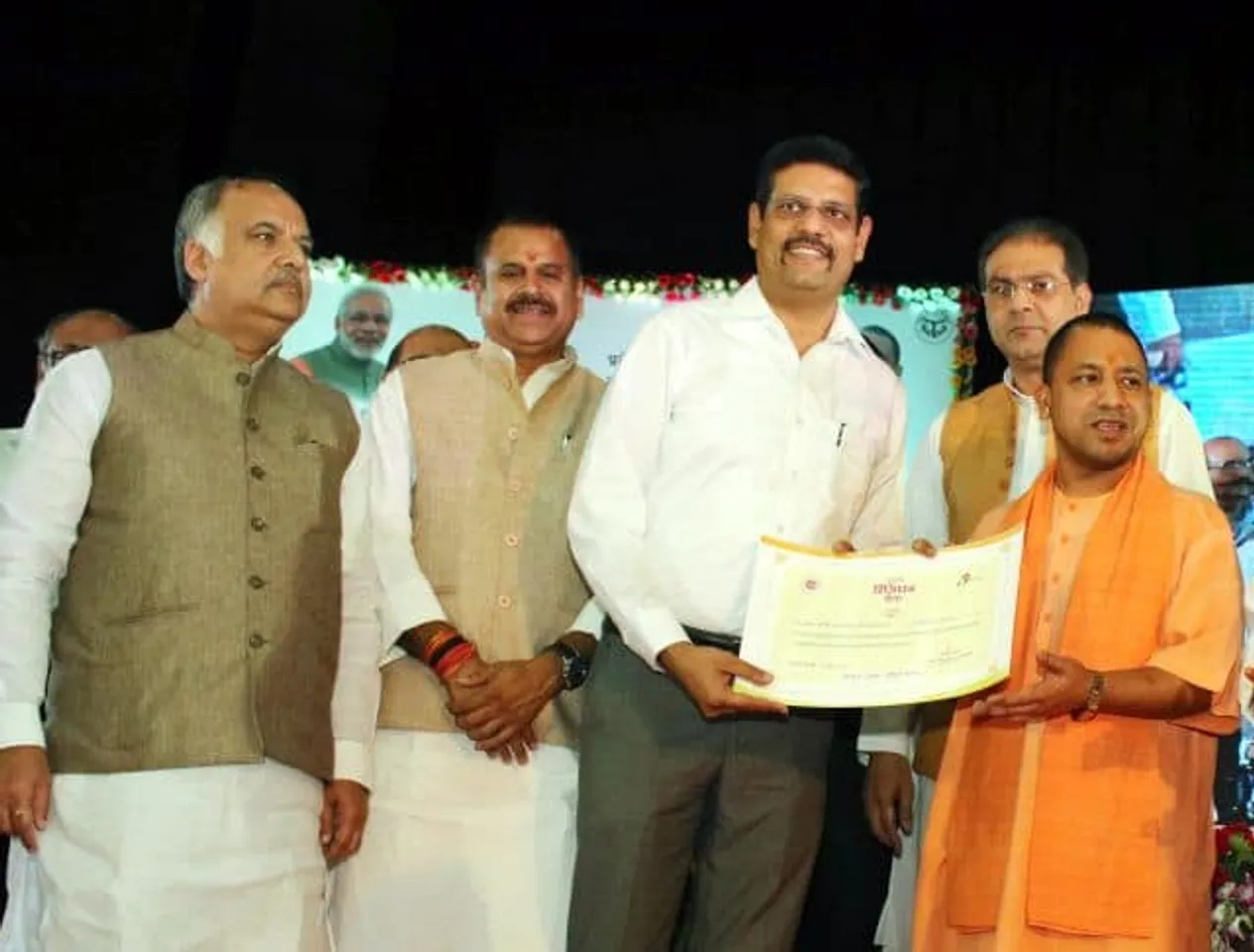 Nipun Sharma Business Head UP East Nipun Sharma Business Head UP East receving Excellence Award from CM Yogi Adityanath Ji today in Lucknow