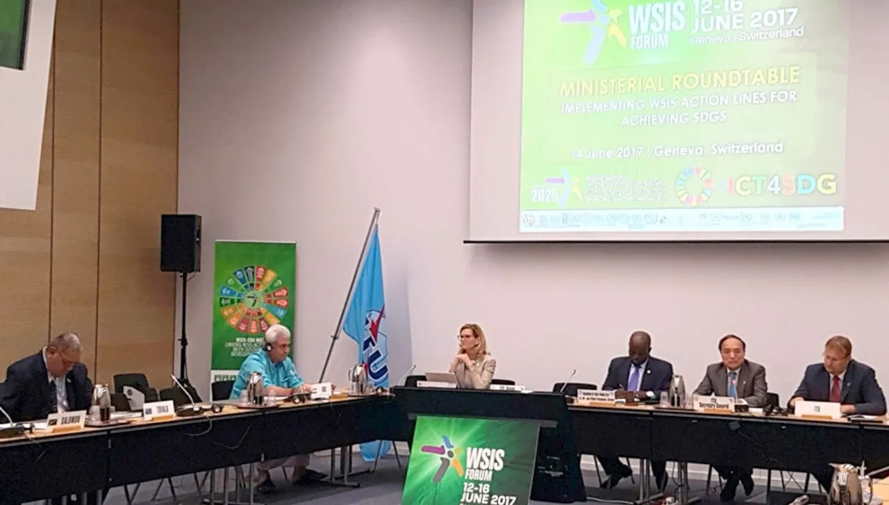 The Minister of State for Communications (Independent Charge) and Railways, Manoj Sinha addressing the Ministerial Round Table on ‘Implementing WSIS Action lines for achieving SDGs’, at Geneva, Switzerland