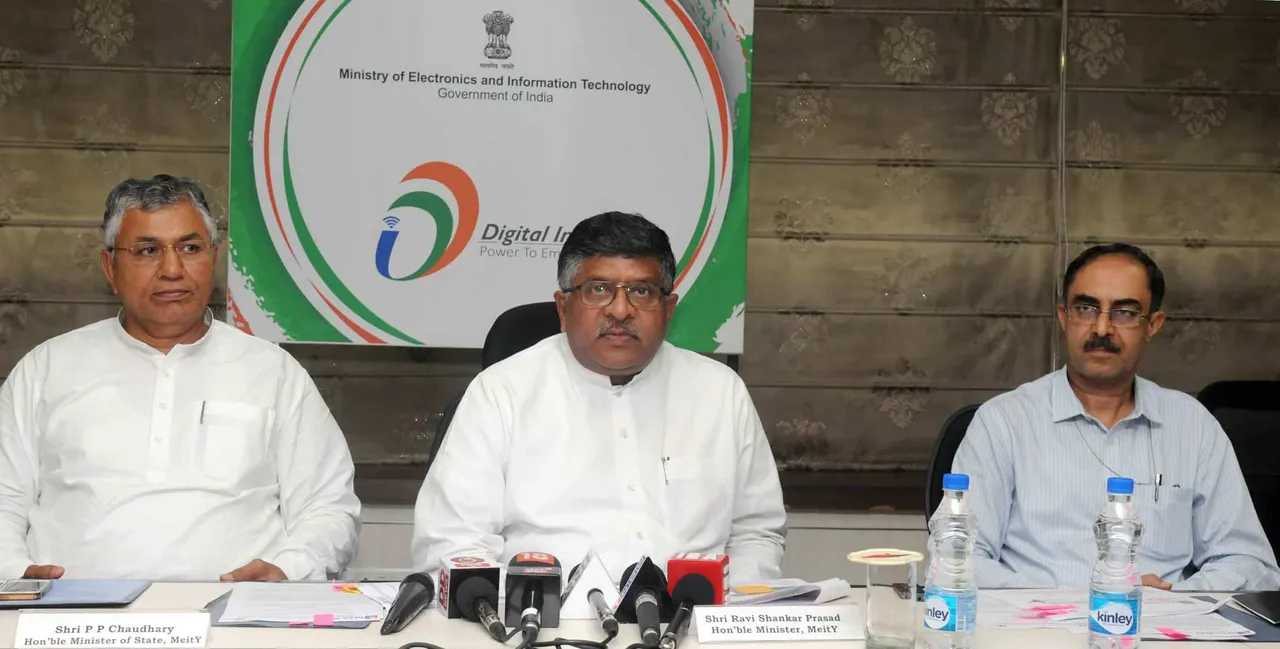 Ravi Shankar Prasad chairing a High-Level Organizing Committee meeting on the 5th Edition of Global Conference on Cyberspace, in New Delhi on July 21, 2017