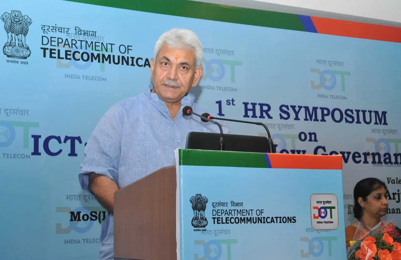 The Minister of State for Communications (Independent Charge) and Railways, Manoj Sinha addressing at the inauguration of the 1st HR SYMPOSIUM on ICT-Engendering New Governance Structure, in New Delhi on July 12, 2017.