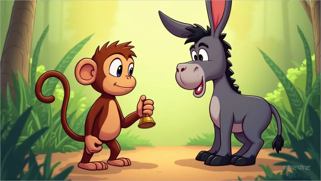 The fun of clever monkey and donkey Bholu