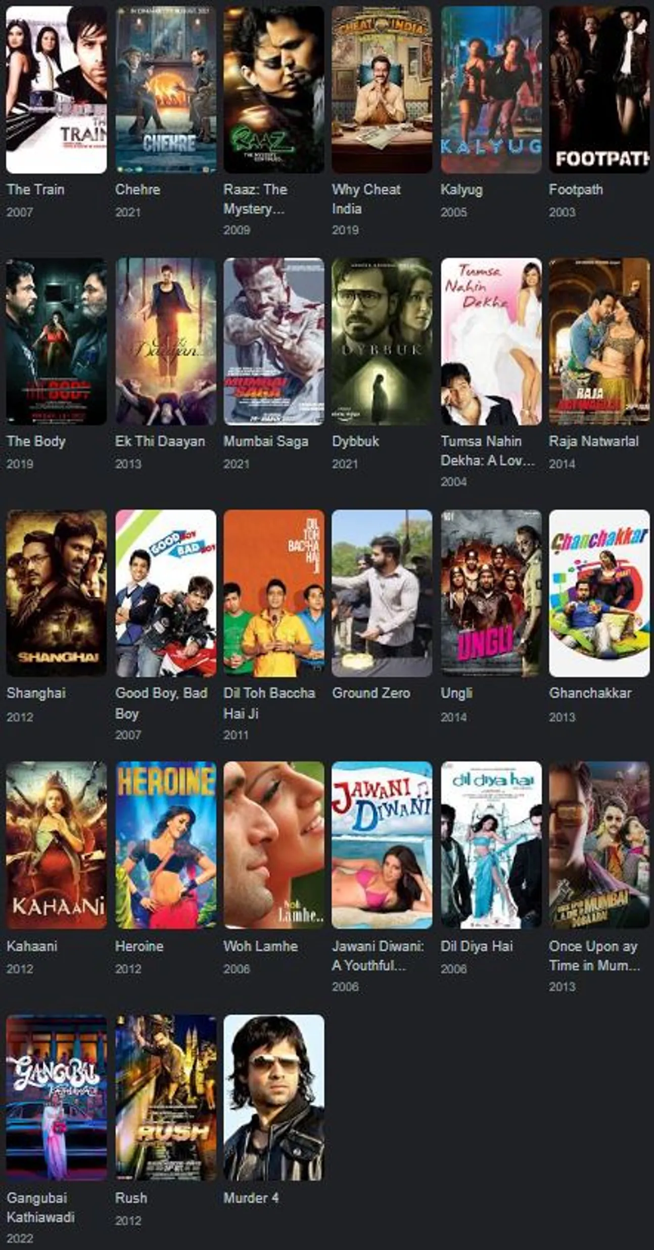  Emraan Hashmi filmography