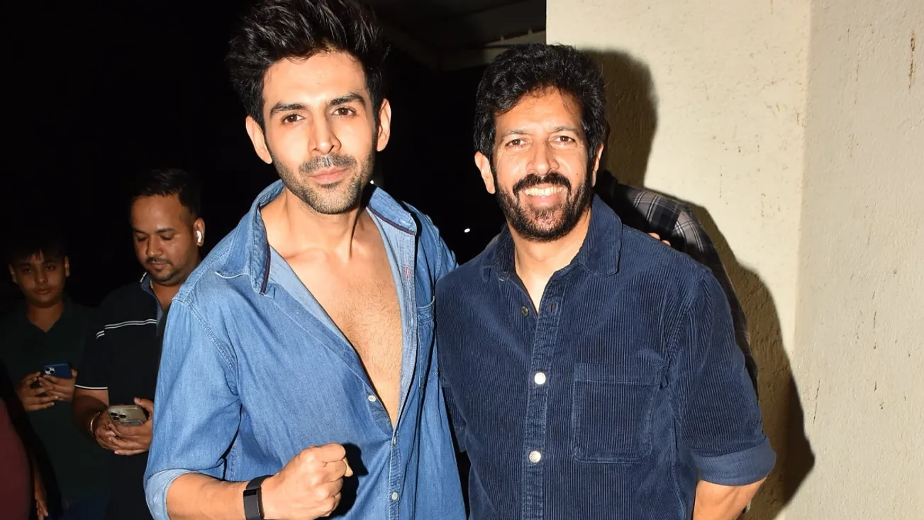 Chandu Champion Team Kartik Aaryan And Kabir Khan Pose Togetherics