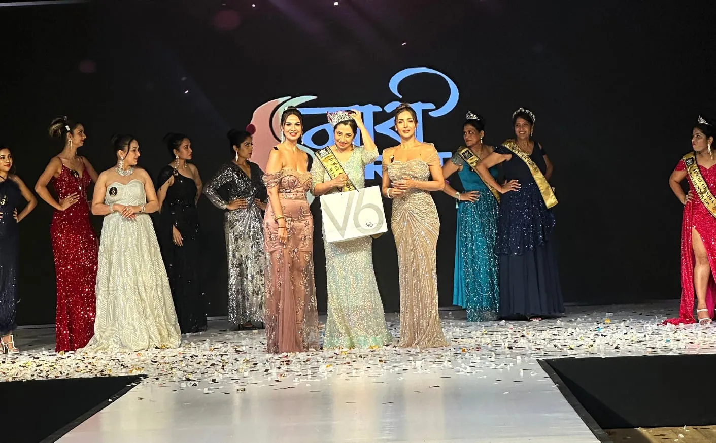 Neelima Sharma felicitated by Malaika Arora as the winner of NariFirst Beauty Pageant in Goa