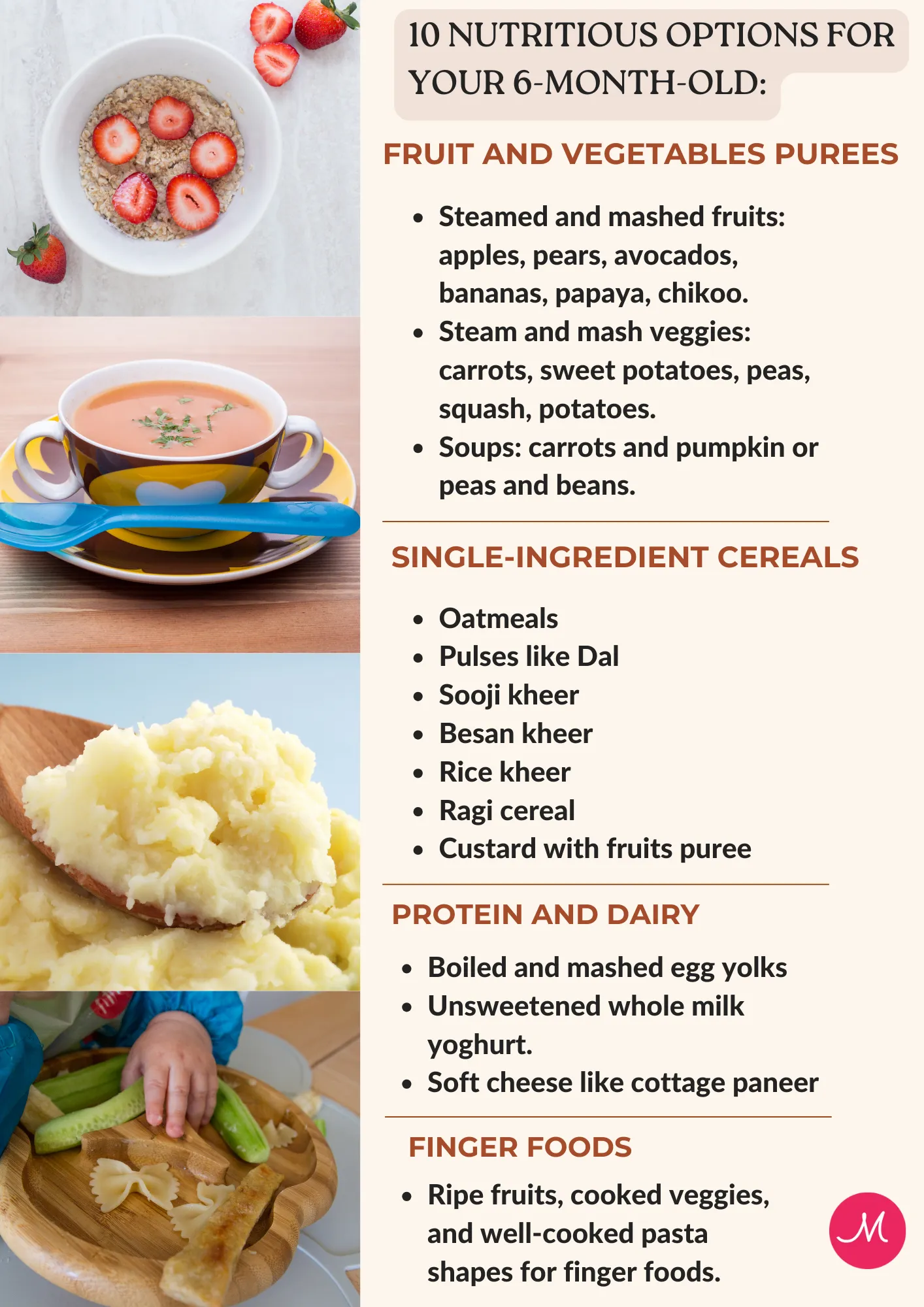 foods for 6 months old baby
