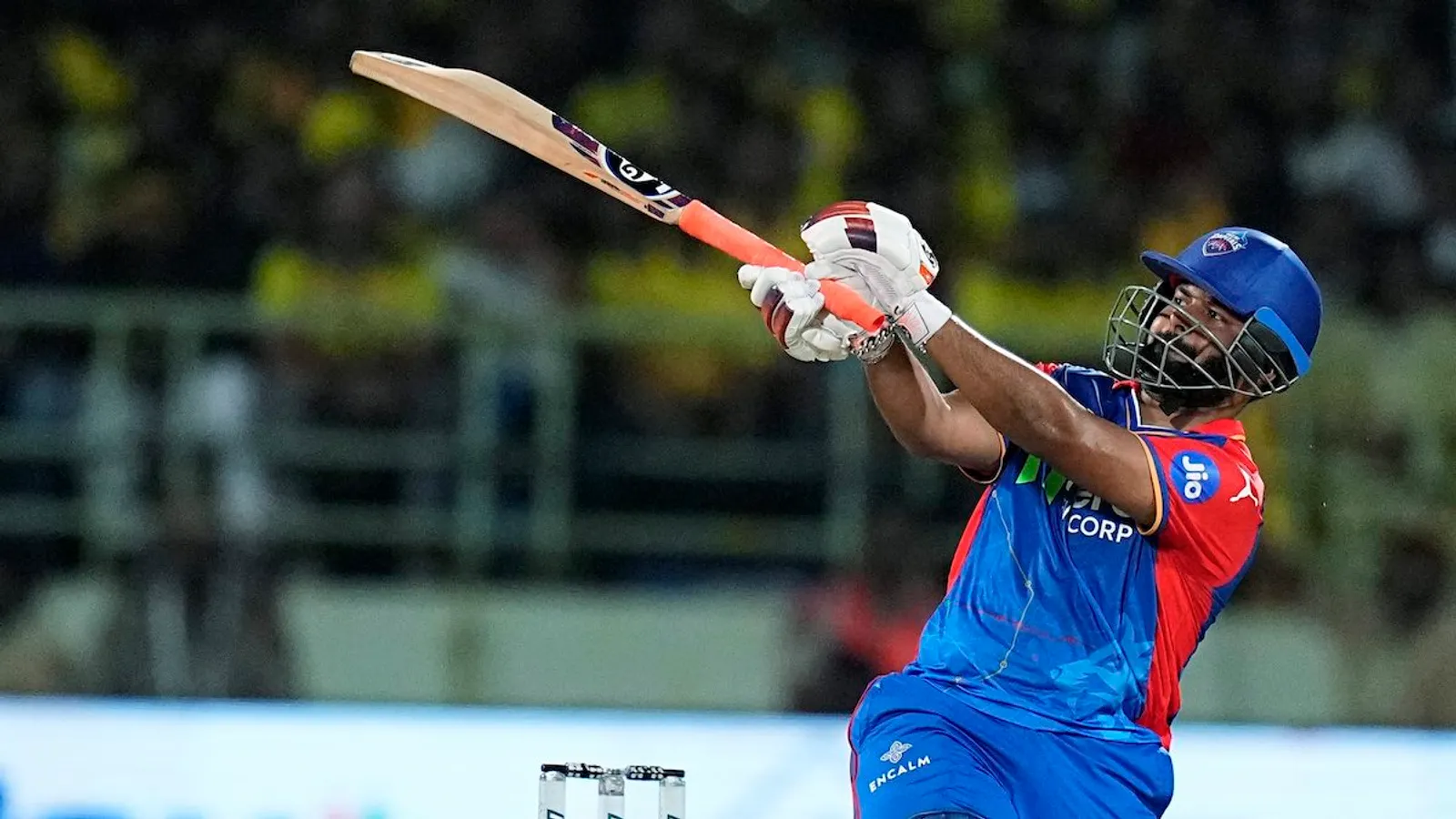 Rishabh Pant plays a shot during a match between Delhi Capitals and CSK in Visakhapatnam on March 31, 2024.