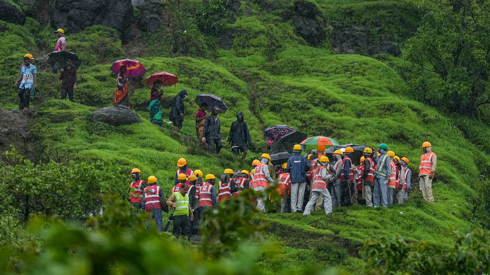 Search and rescue operation underway after a landslide at Irshalwadi village, in Raigad district