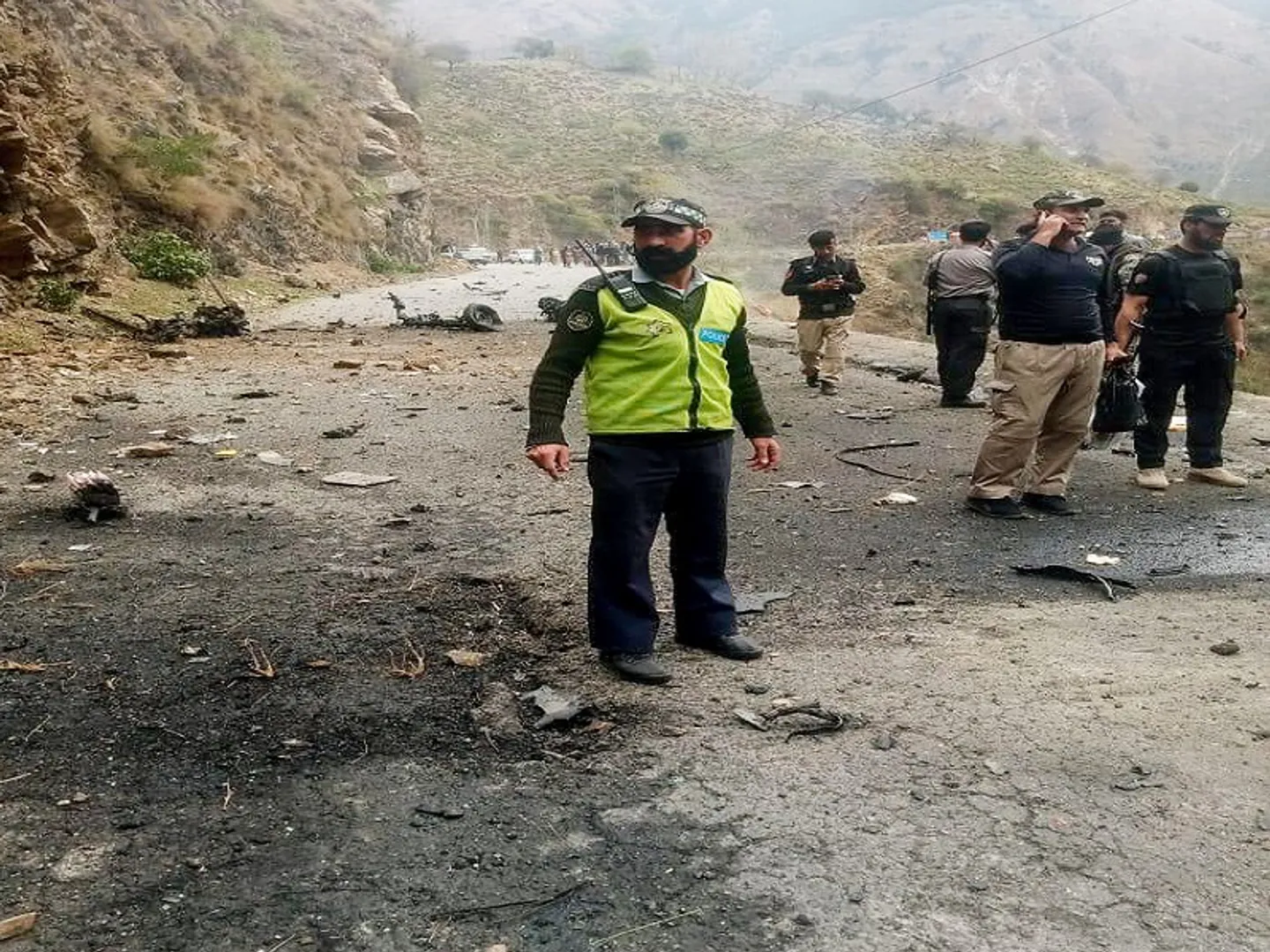 Pakistan Security Personnel at Incident Site After Five Chinese Nationals Killed In A Suicide Attack In Khyber Pakhtunkhwa (File Photo- IANS)