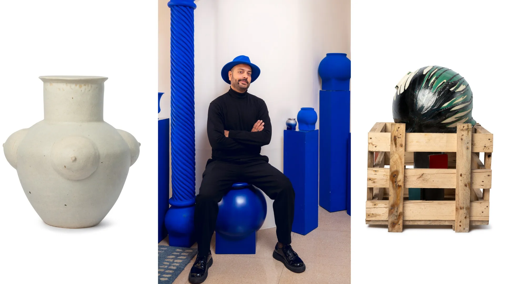  New Delhi-based multidisciplinary artist, chef, and all-around restless creator, Eeshaan Kashyap with his work   