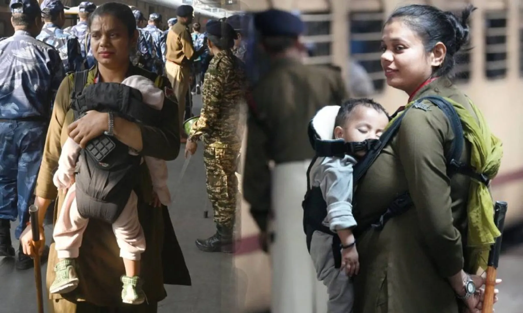 RPF woman constable goes viral for carrying baby while working at New Delhi railway station