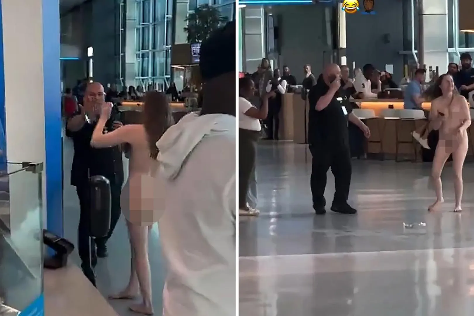 Woman strips naked, stabs, and bites Staff at airport in Texas