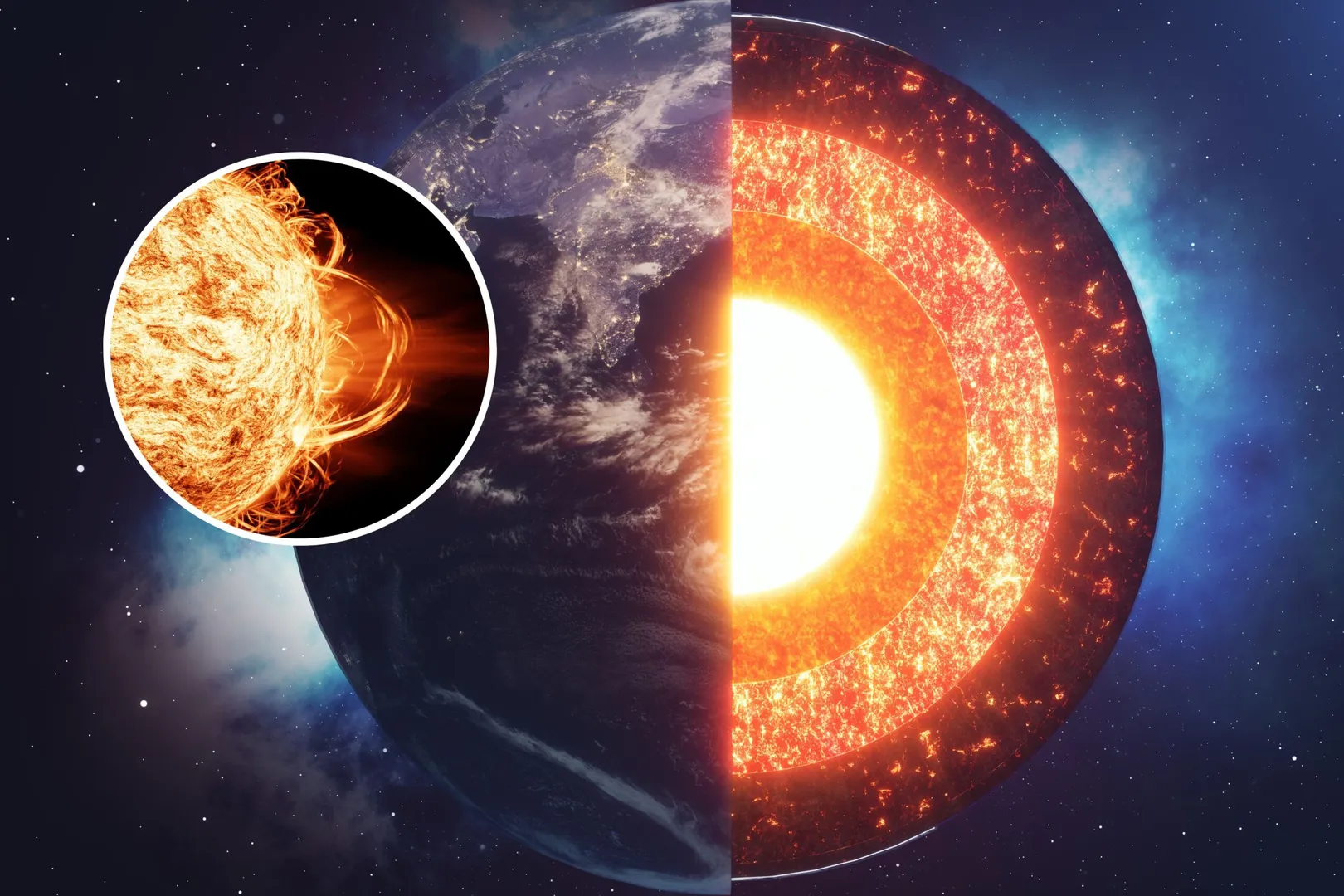 Sun rays impact Earth's core