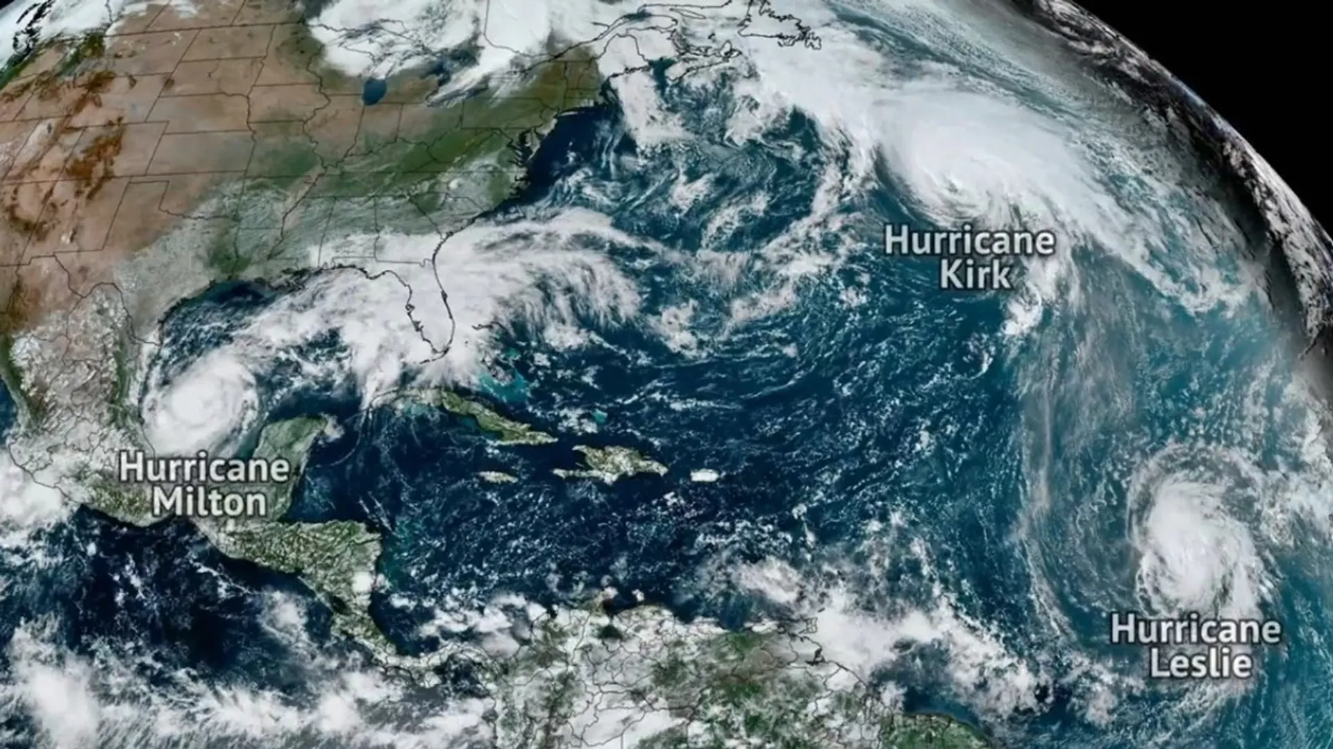Three hurricanes churn the Atlantic at once in historic October event