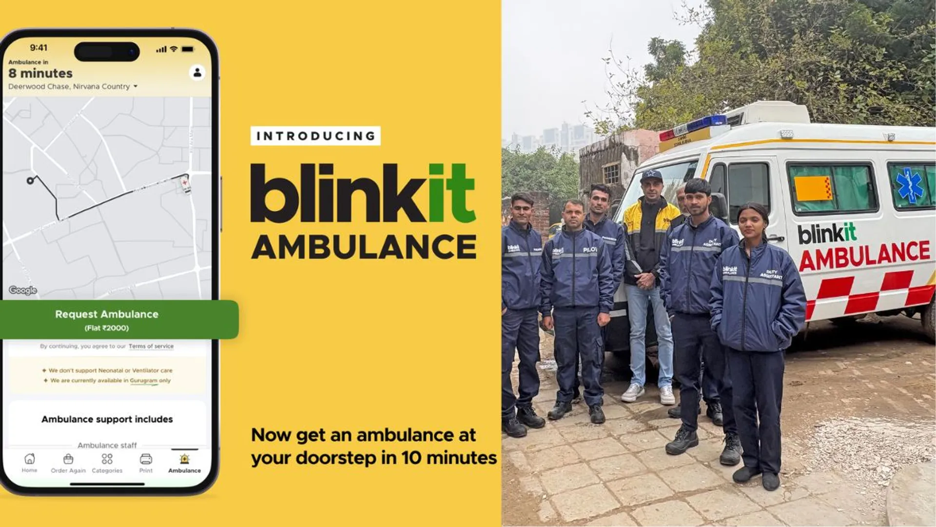 Blinkit introduces 'Ambulance in 10 minutes' in Gurugram