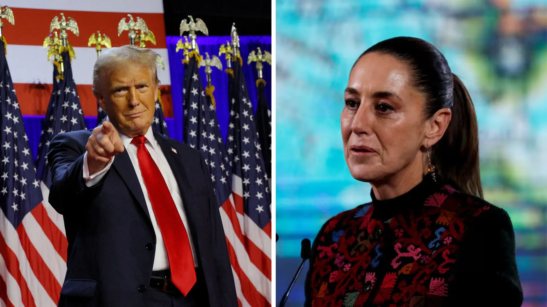 File images of Donald Trump (Left) and Mexico President Claudia Sheinbaum (Right)
