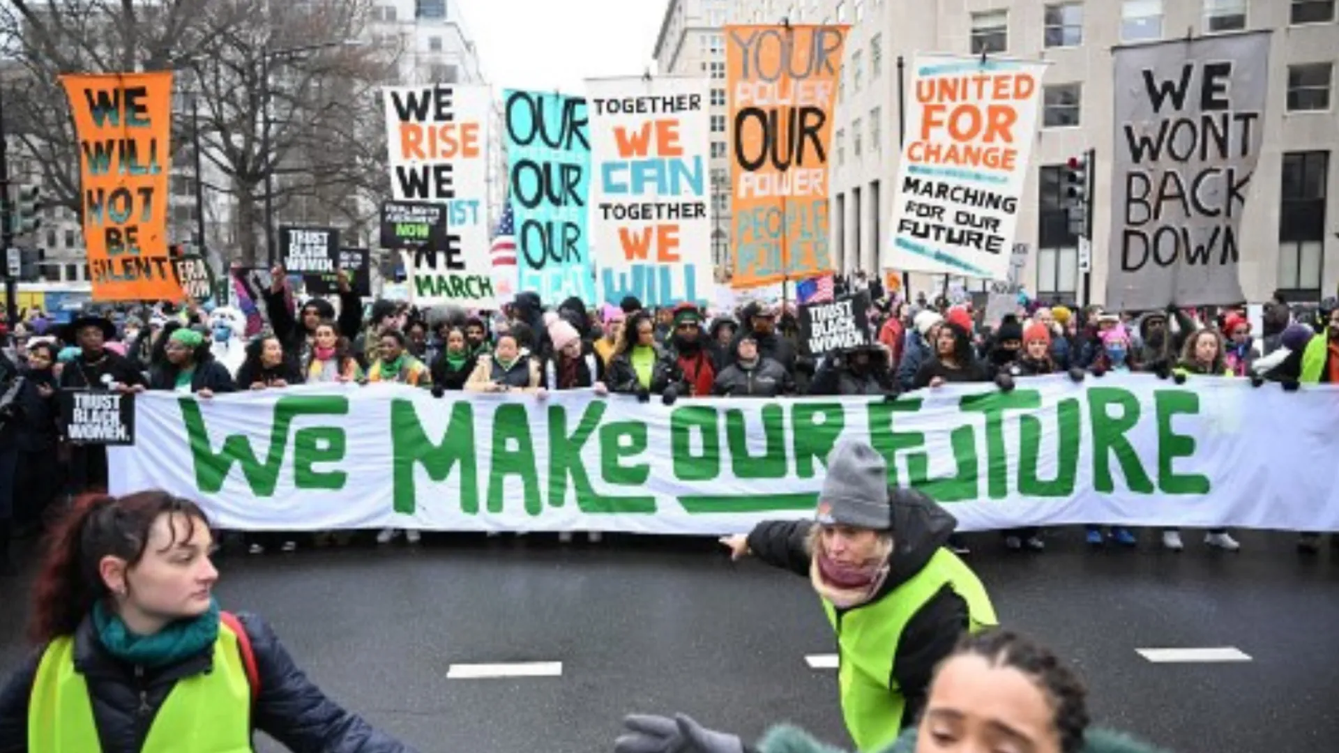 Protesters arrive to participate in People's March in Washington DC