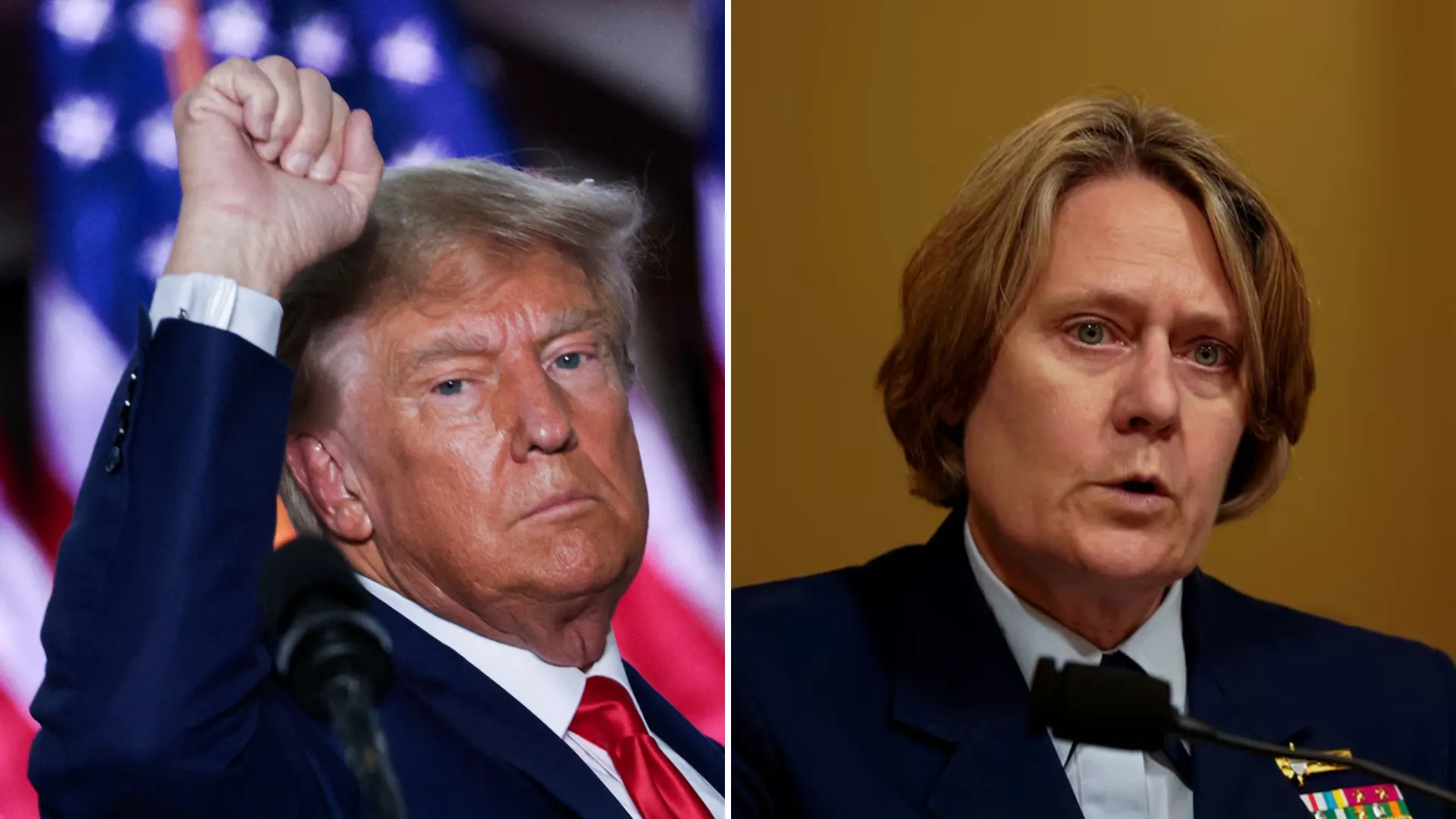 US President Donald Trump and Admiral Linda Lee Fagan
