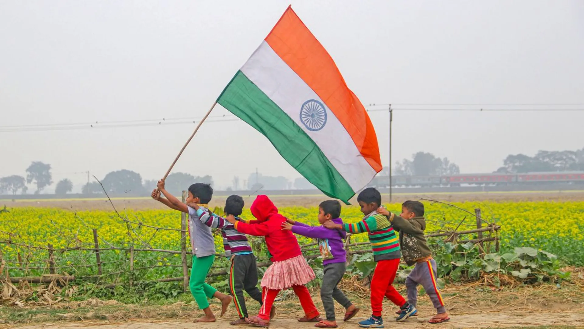 Representative Image: Children with National flag.